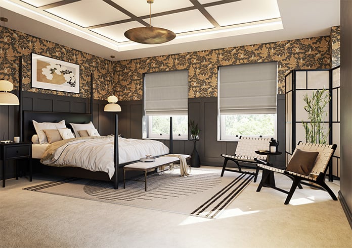 Akoya Faux Silk, Lustre Tarnished Grey - Motorised Roman Blind - Image 6